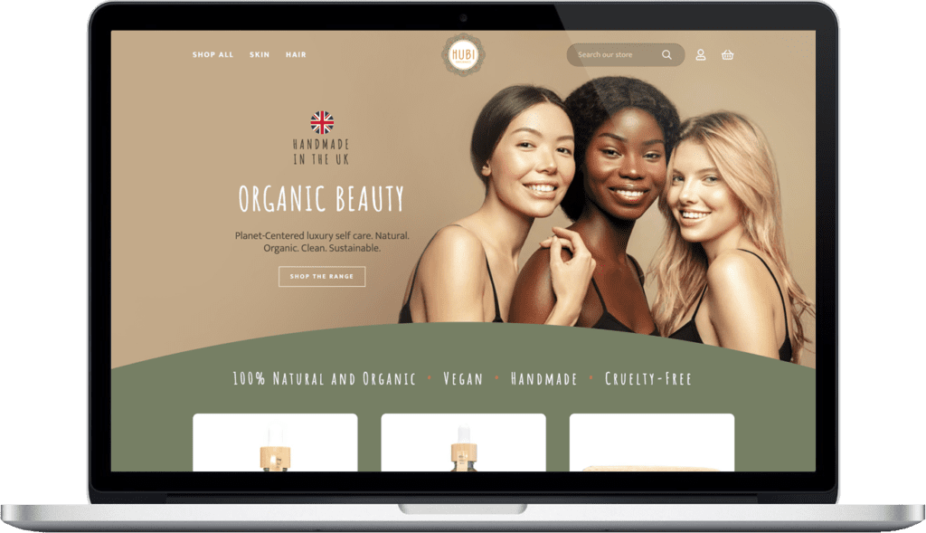 Hubi Organics - Beauty ecommerce website design